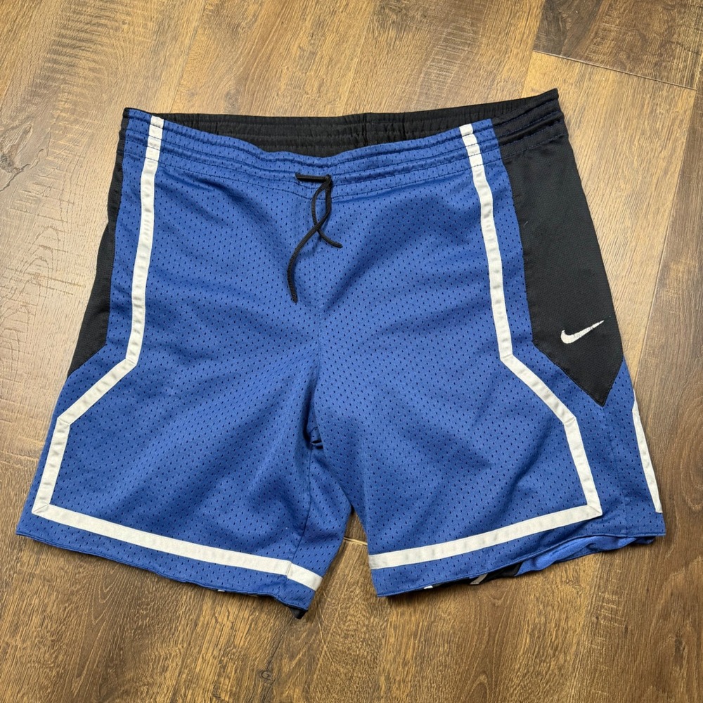 Vintage Nike Reversible Basketball Shorts Blue Black Mesh Swoosh Y2K